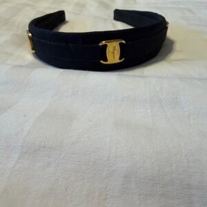 Salvatore Ferragamo Black Headband with Gold Buckle